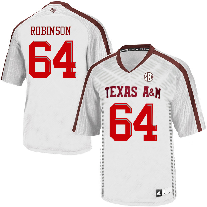 Men #64 Layden Robinson Texas A&M Aggies College Football Jerseys Sale-White - Click Image to Close